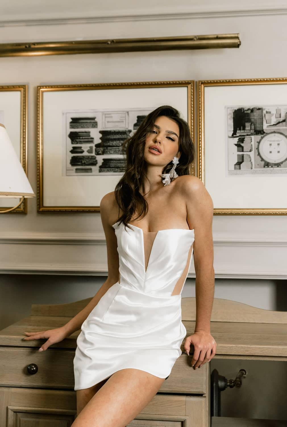Mini Wedding Dress with Detachable Long Skirt, Luxury Organza Wedding Dress, Sexy Wedding Dress, Short Wedding Dress, White Prom Dress