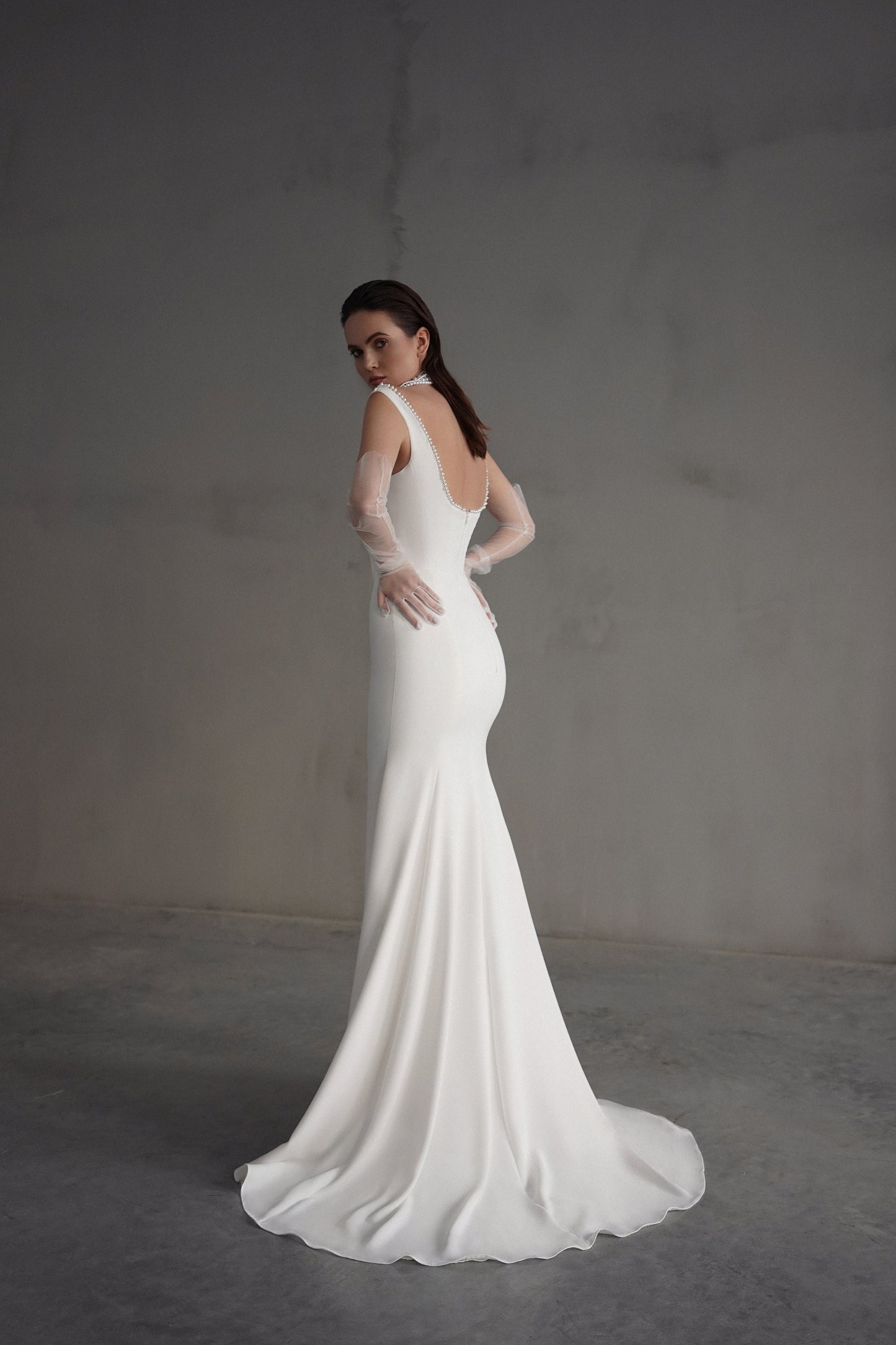 Vintage Elegant Wedding Dress, Open Back Wedding Gown, Modern Wedding Dress, Fitted Wedding Dress, Sexy Wedding Dress, Elopement Prom Dress